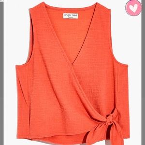 MADEWELL SWEET DAHLIA TEXTURE & THRD WRAP TIE TANK